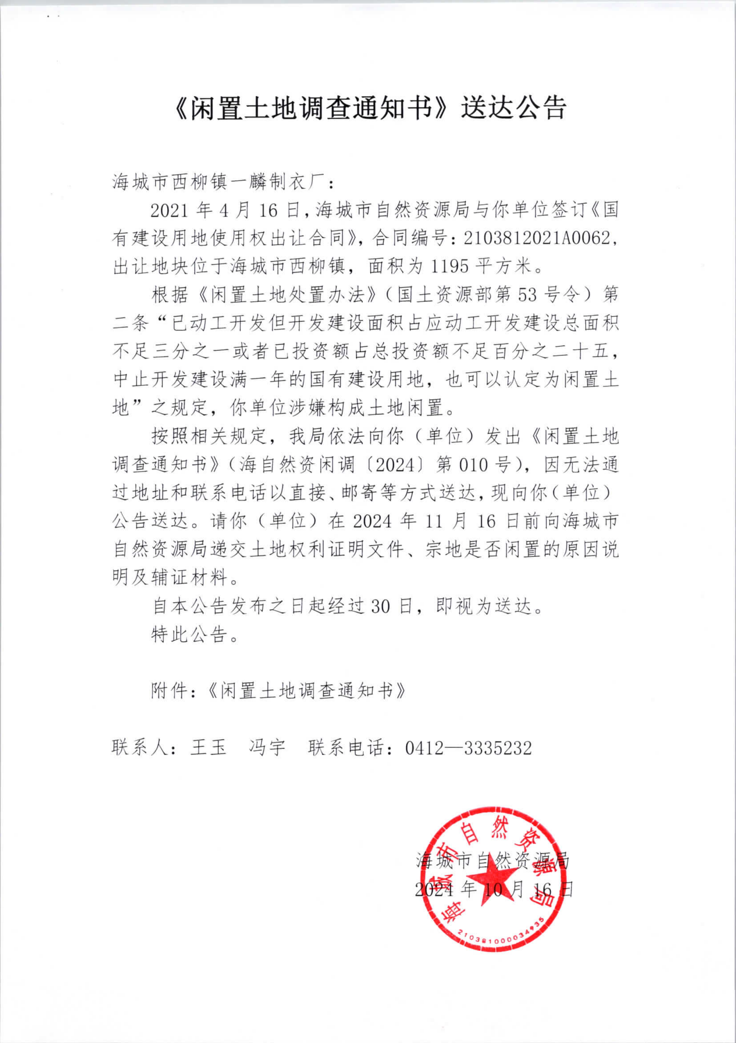 《闲置土地调查通知书》送达公告_00.png